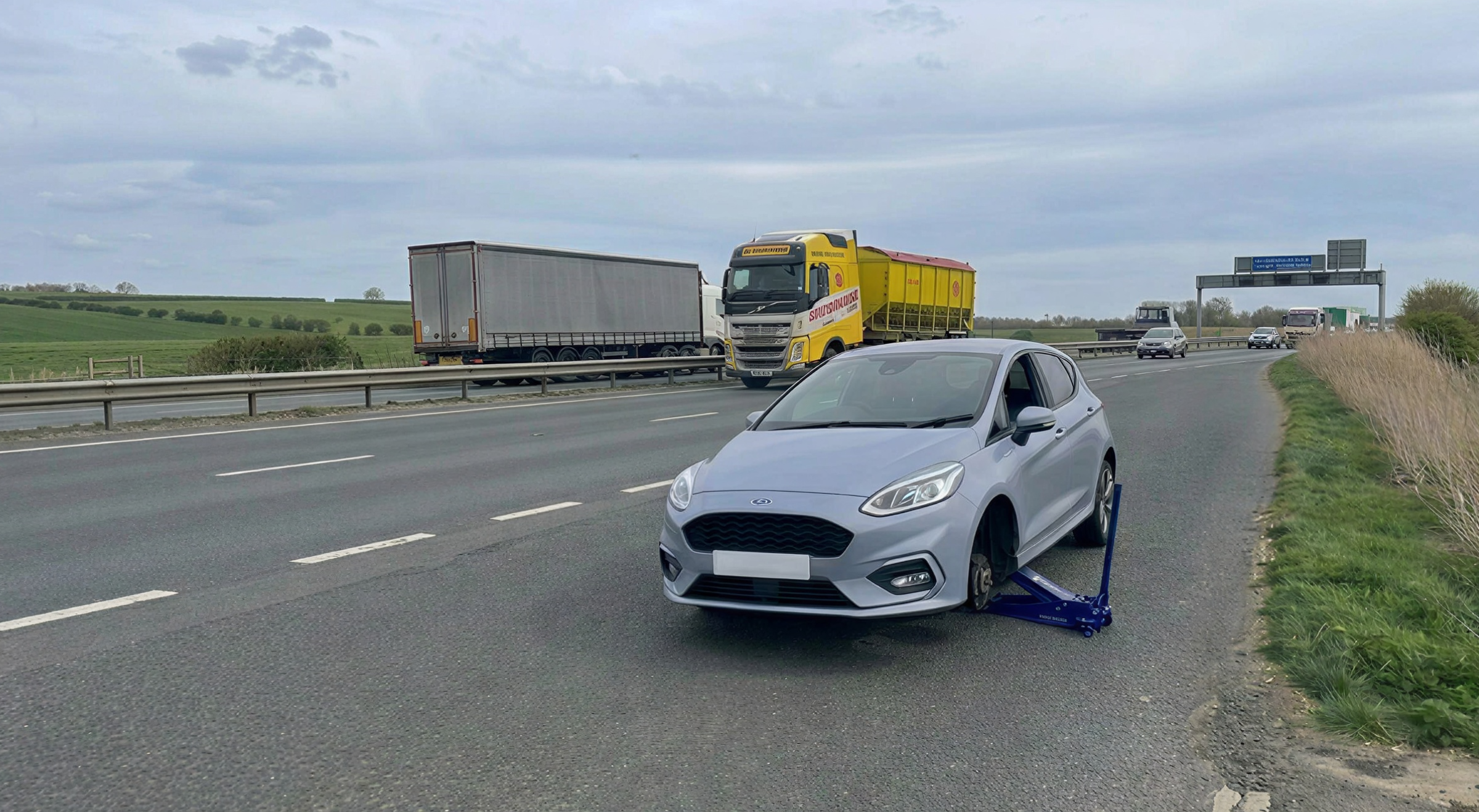Emergency mobile tyre fitting on the motorway hard shoulder - we dispatch a partner to you.